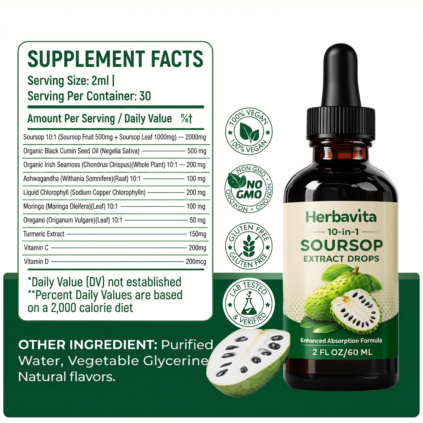 100% Organic 10-in-1 Soursop Extract Drops