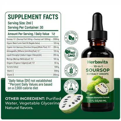 100% Organic 10-in-1 Soursop Extract Drops